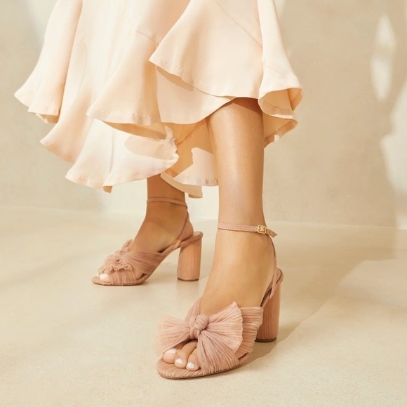 NWOB Loeffler Randall Camellia Pleated Bow Heels in Beauty Blush Rhinestones 5.5 - Picture 9 of 9